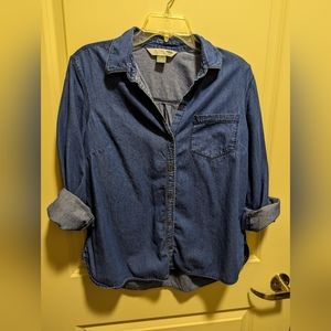 Denim Chambray Collar Button down